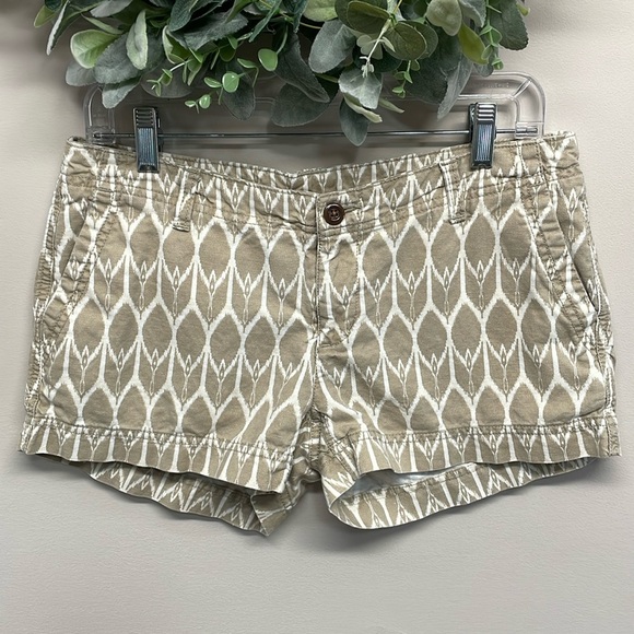 The North Face Maywood Flat Front Linen Blend Tan White Ikat Print Shorts 6 - Picture 1 of 16